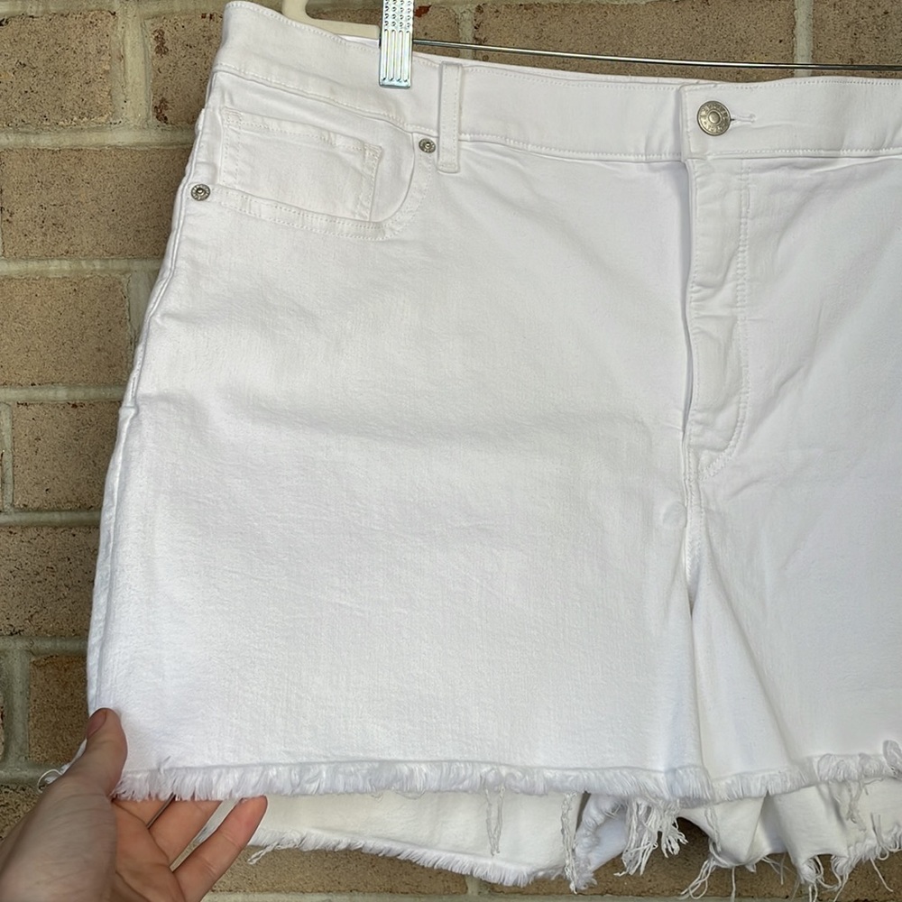 Express White High-Rise Midi Jean Shorts - Picture 2 of 9